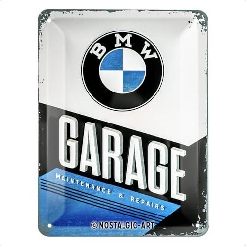 Nostalgic-Art Targa retrò, 15 x 20 cm, Official License Product (OLP), BMW – Garage – Idee Regalo per Amanti BMW, in Metallo, Design Vintage
