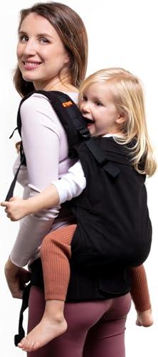 Beco Toddler Marsupio Ergonomico per Bambini - 2 Posizioni Con Seduta Extra Ampia, 100% Cotone, Fascia Elastica Porta Bimbi, Leggera e Traspirante, Marsupio Porta Bebè da 9 a 27 kg (Nero intenso)