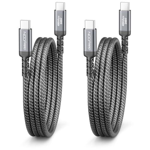 deleyCON 2x 1m Cavo di Ricarica USB-C 240W PD 3.1, C a C per iPhone 17 16 15 Pro Max Air Galaxy A16 A56 S25 S24 S23 Pixel iPad MacBook AirPods Tablet Switch PS5