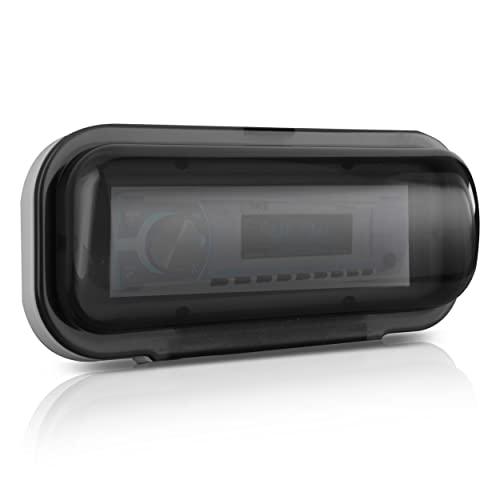 Pyle Copertura Resistenti all'Acqua per Altoparlanti, Casse Audio e Speaker Marine, Protezione per Radio da Barca con Porta Ribaltabile e Gasket di Montaggio Incluso, Bianco