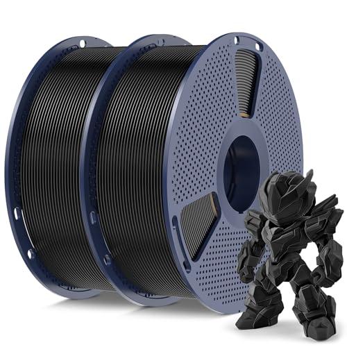 SUNLU High Speed PLA Meta Filamento, 2KG PLA 3D Filamento 1,75mm, Più Resistente Filamento, Precisione Dimensionale +/- 0.02mm, Totale 2kg, 1kg per Rocchetto, Confezione da 2, Nero+Nero