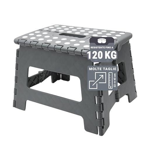 ZOLLNER Sgabello pieghevole - altezza 22 cm - sedia pieghevole - scaletta - per adulti o bambini - cucina, bagno, campeggio, stanza - colore grigio