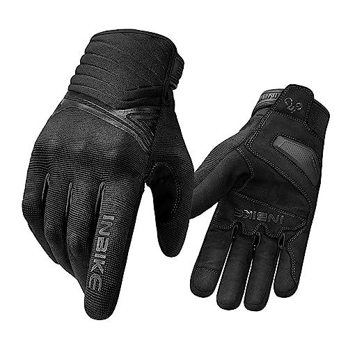 INBIKE Guanti da Moto Invernali, CE 1 KP Omologati Guanti Moto Impermeabili per ATV BMX MTB Bicicletta, Scooter, Arrampicata, Motocross e Altri Sport All'aperto（Nero,L）