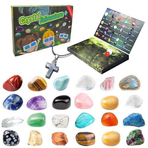 National Geographic Kids - Calendario Avvento 2025 Pietre e Cristalli Per Bambini, Minerali e Gemme, 24 Geodi E Fossili Naturali, Set Di Cristalli Di Rocca Per Scoprire Le Gemme