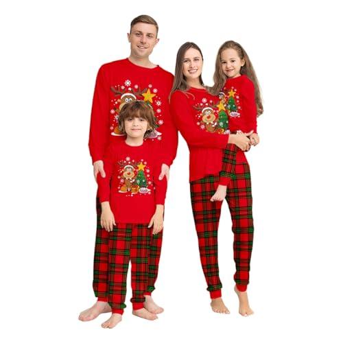 Aidodmom Pigiami Natalizi per Tutta la Famiglia Due Pezzi Pigiama Abbinati Coppia Fidanzat Natalizi Stampa Scintillante di Babbo Natale Pigiama Famiglia Coordinati SetDonna