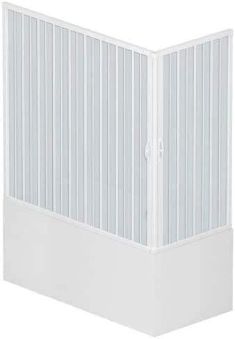 Box Doccia per Vasca Sopravasca A Soffietto 2 Lati Apertura Angolare Riducibile Colore Bianco Pastello Modello Simply (70x170)