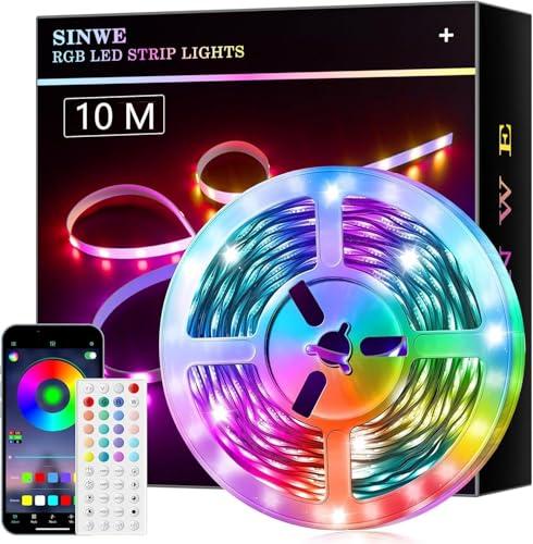SINWE Striscia Led,Luci Led camera da letto 10 Metri,Led Striscia con 40 Tasti Telecomando Controller Bluetooth,Luci Colorate per Casa,Decorazioni,Cucina,Bar,Festa (10M)