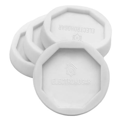ELECTROHOGAR Piedini Antivibrazione Lavatrice | 4 Ammortizzatori antivibranti e Anti-spostamento | Compatibile con Bosch, Balay, Siemens, AEG, Electrolux ...(Bianco)