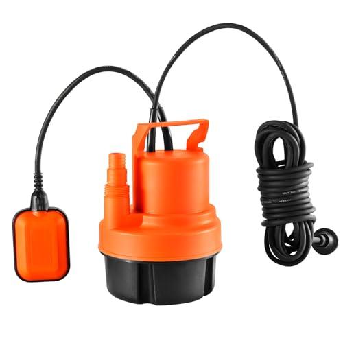 VEVOR Pompa ad Acqua Sommergibile 320 W Pompa Acque Scure Portata Elevata 6000 L/H Prevalenza da 7 m con Cavo di Alimentazione per Scaricare l'Acqua dalla Piscina Stagno da Giardino Seminterrato