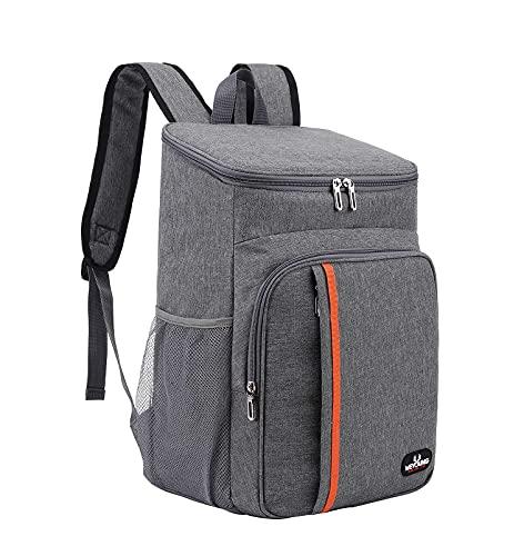 Zaino Termico Frigo 22L, Borsa Termica Porta Pranzo, Borsa Frigo Isoterma Impermeabile O cibi e Bevande Refrigerati per Picnic Escursionismo Campeggio Barbecue Campeggio Eventi Sportivi(Grigio)