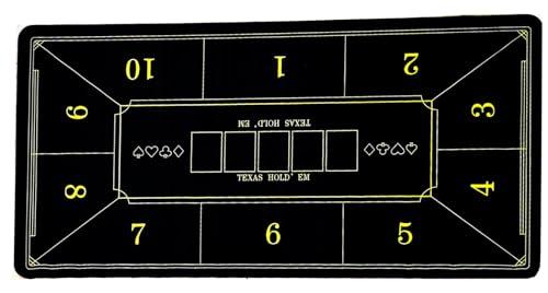 OUTLETISSIMO® Tappetino Da Poker Multigiocatore 10 Posti 180x90cm Nero e Oro Con Sacca Portatile Panno Casinò Copritavolo Texas Hold'em Antiscivolo Idrorepellente