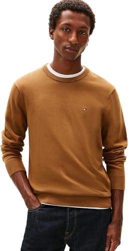 Tommy Hilfiger Maglione da Uomo Essential SSNL in Cotone Girocollo MW0MW39999, Marrone, M, Marrone (Cachi delle Highland), M