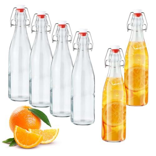 Nuangoo Set da 6 Bottiglie in Vetro da 500ml con Tappo Ermetico,Bottiglie Vetro,Bottiglie Riutilizzabili Bottiglie Vuote per Birra, Olio, Succhi, Soda