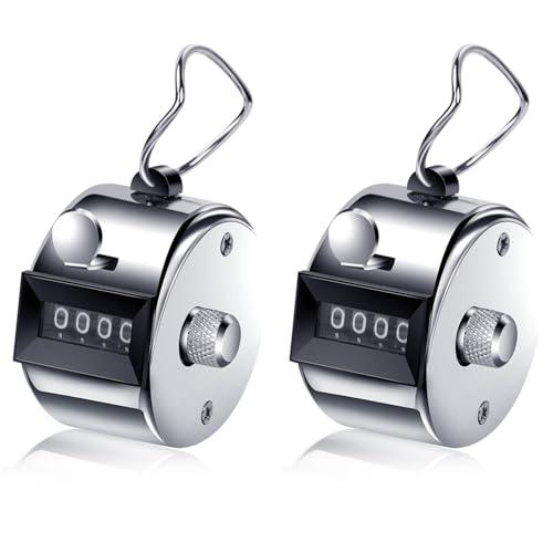 ALEEIK Contatore manuale, 2 pezzi, contatore meccanico, contatore per dita in metallo, contatore a 4 cifre, contatore per golf, contatore a maglia