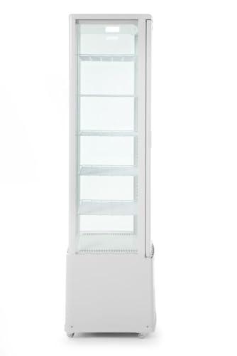 HENDI Vetrina da Esposizione Refrigerata, Sbrinamento Automatico, Sistema Antifog, 5 Ripiani, Illuminazione LED, Classe Energetica C, 270L, 230V, 290W, 556x526x(H)1913mm, Bianco, ABS, Doppio Vetro