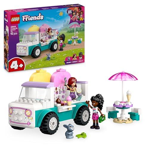 LEGO Friends Il Furgone dei Gelati di Heartlake City, Giochi Creativi e Didattici per Bambine da 4 Anni con Camion Giocattolo, 2 Mini Bamboline, un Coniglietto, Cibo e Accessori, Set con Veicolo 42644
