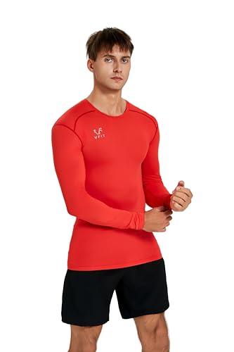 vf VFIT Maglietta Compressione Termico Uomo Manica Lunga Sportiva Fitness Runnig Traspirante Asciugatura Rapida Palestra Calcio Correre Camminando Gym（M-Rosso）
