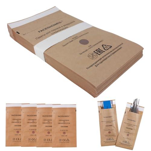 WeddHuis 100 Pezzi Buste per Sterilizzazione Autosigillanti per Cosmetica e Strumenti per Unghie (100 x 200 mm)