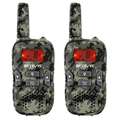 Retevis RT33 Walkie Talkie Bambini, Walkie Talkie Bambini 6-12 Anni, Torcia LED, Regali Natale per Gioco Caccia Esercito Esplora Avventura Aperto (Mimetico, 2 Pezzi)