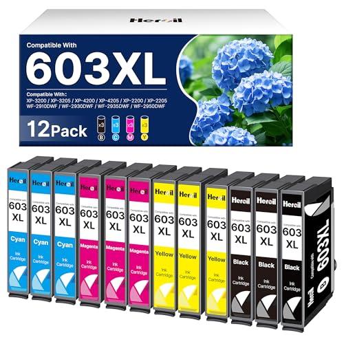 Heroil 603XL Compatibili per Cartucce Epson 603 XL Multipack 603 XL Cartucce per Expression Home WF 2810 XP-2100 XP-3100 WF-2830 XP-2150 XP-4100 XP-3105 WF-2820 XP-4105 WF-2835 XP-2105(12 Pezzi)