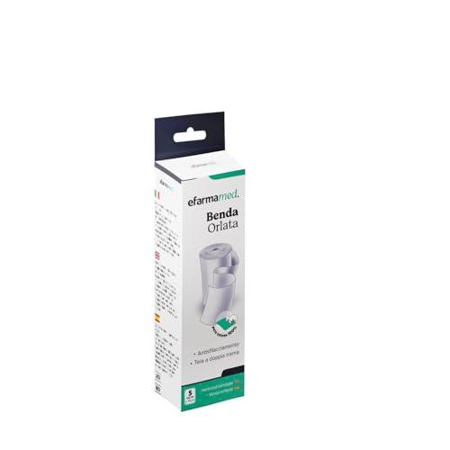 eFarmaMed Benda Orlata Antisfilacciamento 5 m x 10 cm, Benda in Puro Cotone per Fissaggio Medicazioni, Contusioni e Distorsioni, Dispositivo Medico Made in Italy