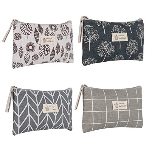 Czemo 4 Pezzi Borsa Cosmetica in Tela - Borse Per Il Trucco Stampate con Cerniera