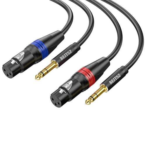 BEITSZ Cavo XLR Femmina a Jack, bilanciato XLR femmina a jack TRS da 1/4 per Microfono, Amplificatore, Mixer (3M,2Pack)
