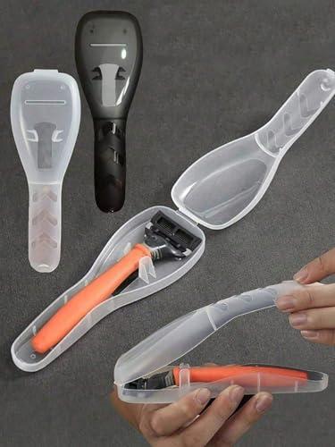 Custodia portatile per rasoi, contenitore da viaggio a doppio scomparto per rasoi (colore bianco)