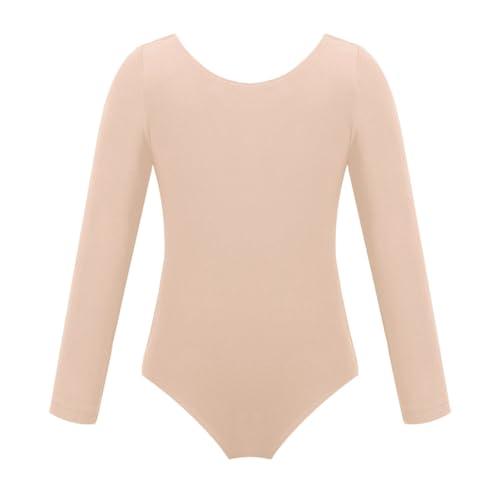 Freebily Body Ginnastica Artistica Bambina Maniche Lunghe con Fascia Colorata Leotards Dancewear Tuta Sportiva Vestito Ballerina Danza Classica da Balletto Abito Ballo Apricot 12 anni