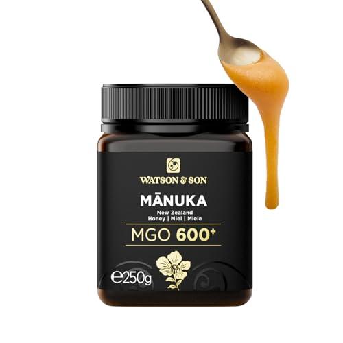 Watson & Son Miele Manuka MGO 600+ (250g) - Puro grezzo 100% certificato - Invasettato e sigillato in Nuova Zelanda - Manuka Honey