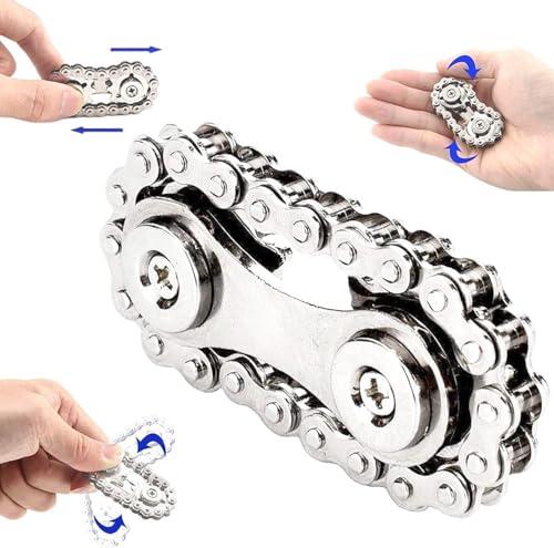 Yeefunjoy Fidget Bike Chain Fidget Toy allevia Il Riduttore di Stress - Linkage Bike Chain Ruota Design Doppio Gears, Finger Toy Perfetto per Adulti Bambini ADD, ADHD, ansia e autismo - Argento