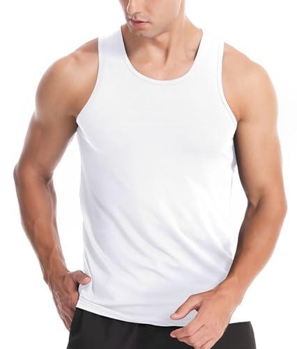 Rane Sports Canotta Uomo, Canotta Palestra Uomo, Canottiera Sportiva, Bodybuilding, Allenamento, Fitness, Corsa, T-Shirt, Maglietta Senza Maniche Uomo Bianco M