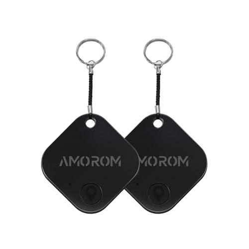 AMOROM Air Tags-2 Pack Tracker Tag Compatibile con iOS e Android, Trova Telefono, Suono Forte, Batteria Sostituibile, per Chiavi, Portafoglio, Zaino