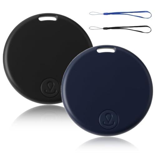 2 Pezzi Localizzatore GPS Bluetooth 5.2, Smart Tag per iOS e Android, Tracker per Moto, Oggetti, Borse, Animali, Valigie, GPS Auto Localizzatore con Allarme Acustico e App blu e nero