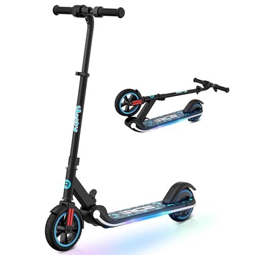 RCB Monopattino Elettrico per Bambini 6-12 Anni, Motore 150W - Max 16 Km/h - Luce LED Arcobaleno - Pieghevole - Display a LED - Velocità e Altezza Regolabili, Regalo per Bambini ed Adolescenti