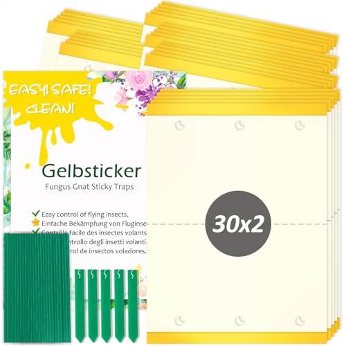 Blooven Moscerini Piante Interno Adesivi Gialli, Trappola Contro Afidi, Tripidi e Mosche Bianche, Parassiti - Casa (Rettangolare 60 pcs)
