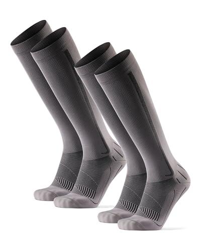 DANISH ENDURANCE Calze Compressione Graduata Uomo Donna 21-26 mmhg, Recupero, Viaggi, Sport, 2 Paia, Grigio/Nero, 43-47