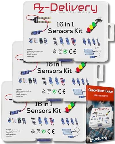 AZDelivery 3 x Kit 16 in 1 - Kit di accessori compatibile con Arduino e Raspberry Pi incluso un E-Book!