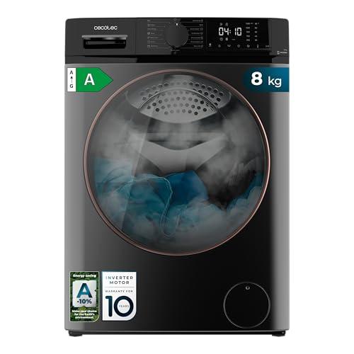 Cecotec Lavatrice a Carica Frontale 8 kg Bolero Dresscode 8610 Inverter Steel A. 2000W, 1400 RPM, Classe A, Steam Max, Motore Inverter Plus, 15 Programmi, Onsmart, Fuzzy Logic, Smooth Wash, Stop&Go