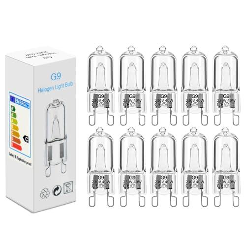 lampadine g9 10 pezzi lampadina alogena 40W 230V 2900K 480LM Dimmerabile Bianco caldo G9 lampadine alogene Lampadina a capsula G9 per lampadina forno,illuminazione del gabinetto e altro ancora!