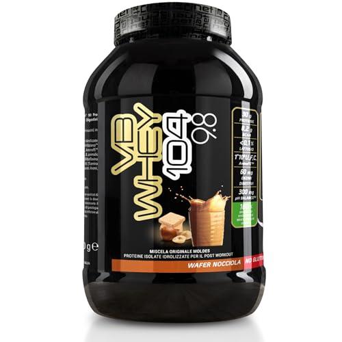 NET Integratori VB WHEY 104 9.8 Optipep - 900g Wafer Nocciola - Proteine Isolate Idrolizzate per via Enzimatica Con EAA e BCAA - Massimizza Sintesi Proteica, Crescita e Mantenimento Muscolare