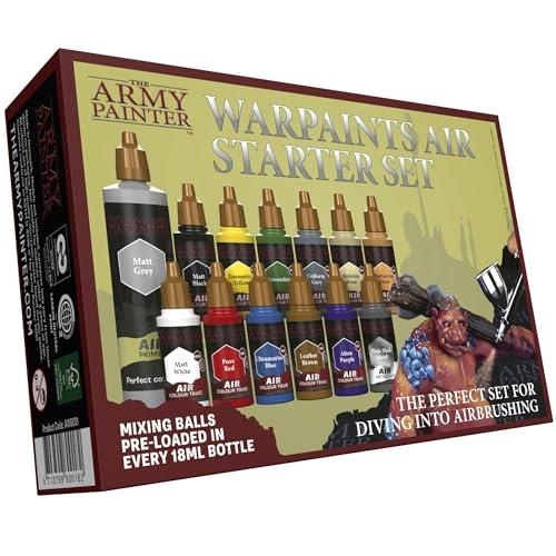 The Army Painter, Warpaints Air Starter Set, 12 x 18 ml Colori per aerografo incl. 1metallici e 1 Primer grigio - Colori per aerografo modellismo per Miniature Dnd e Warhammer 40k