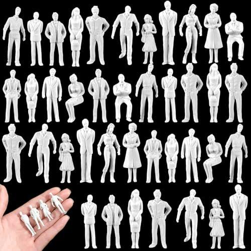 Namalu 50 Personaggi in Miniatura per Modellismo Scala 1: 50 Omini in Miniatura Mini Figure Diorami Figurine di Persone Bianche Non Verniciate Modello in Scala Modellini di Persone