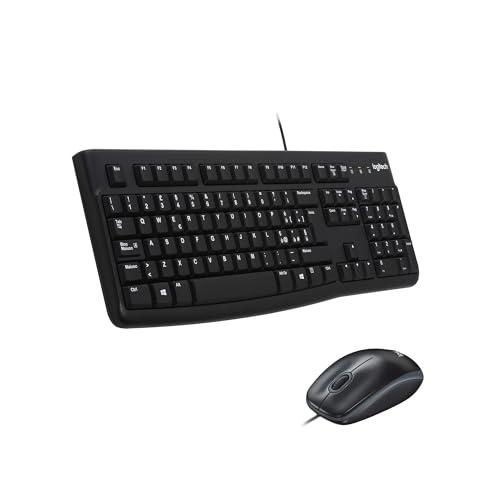 Logitech MK120 Combo Tastiera e Mouse con Filo per Windows, Mouse Ottico Cablato, Tastiera di Dimensioni Standard, USB Plug-and-Play, Compatibile con PC, Laptop, Layout Italiano QWERTY - Nero