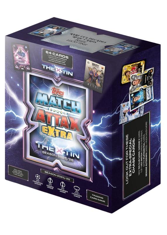 Topps UCC Match Attax Extra 2026 - X Tin - Contiene 64 Carte oltre a 1 Carta X Greats LE e una Carta Electrix LE Aggiuntiva.