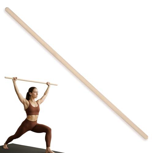 MOE UHANE® Bastone Ginnico in Legno 100 cm per Allenamento, Yoga, Fitness, Mobilità ed Equilibrio, Barra Stretching per Bambini e Adulti, Legno Naturale, 100% Eco, Prodotto nell’UE