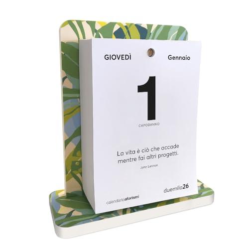 Calendario da Scrivania 2026 Aforismi Motivazionali | Fogli a Strappo con Citazioni Filosofiche | Base Forex Montata | Idea Regalo | Q&B Grafiche® (2026, LEAF - 1 Pezzo)