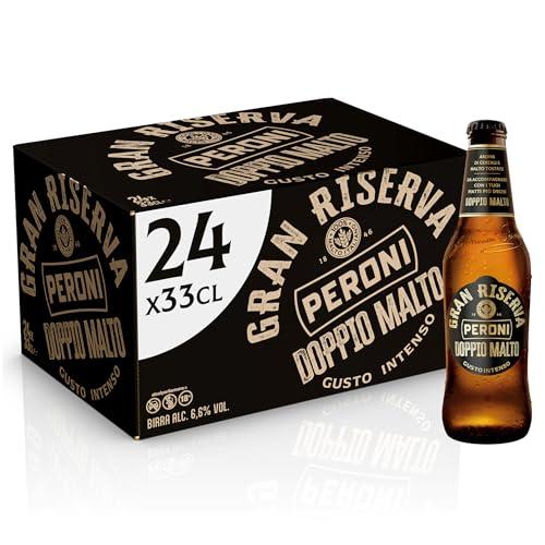 Peroni Gran Riserva Doppio Malto, Cassa con 24 Birre in Bottiglia da 33 cl, 7.92 L, Birra dal Gusto Intenso ed Equilibrato Leggermente Speziato, Gradazione Alcolica 6.6% Vol
