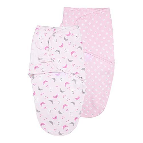 Vicloon Baby Swaddle Coperta, 2Pcs Copertina Avvolgente Regolabile per Neonato, Sacco Nanna Swaddle per Bebè, Copertina Fasciante Sacchi Nanna in Morbido Cotone per Neonati 0-3 Mesi (Rosa)
