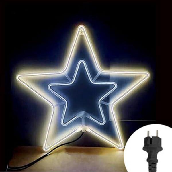 Stella Luminosa di Natale Grande da Appendere con Doppia Luce, 8 giochi di luce 336 LED per Decorazioni e Luci Natalizie in Esterno Giardino Balcone Luce Calda + Luce Blu (CALDA + BLU 336 LED)